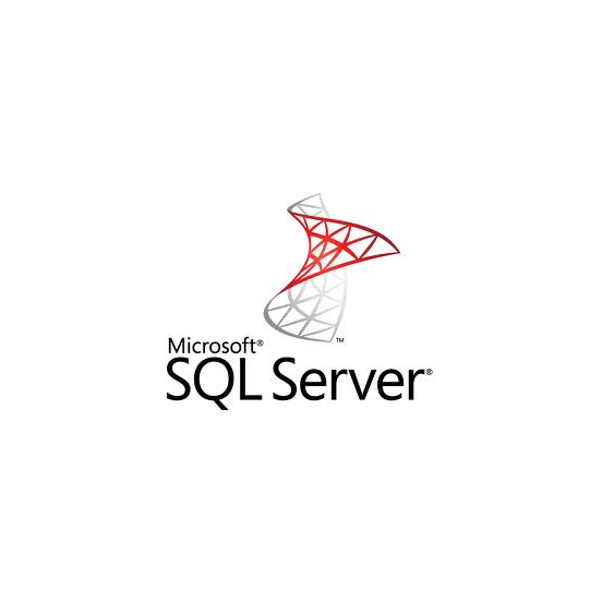 Das Logo von Microsoft SQL Server besteht aus einer stilisierten Struktur in Rot und Grau über dem Text „Microsoft SQL Server“ auf weißem Hintergrund und symbolisiert leistungsstarke Softwarelösungen.